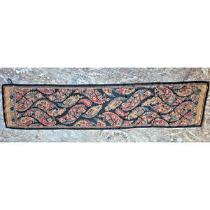 Specialty House Vtg 100% Silk Paisley Scarf Korea Black Rectangle Retro Classic
